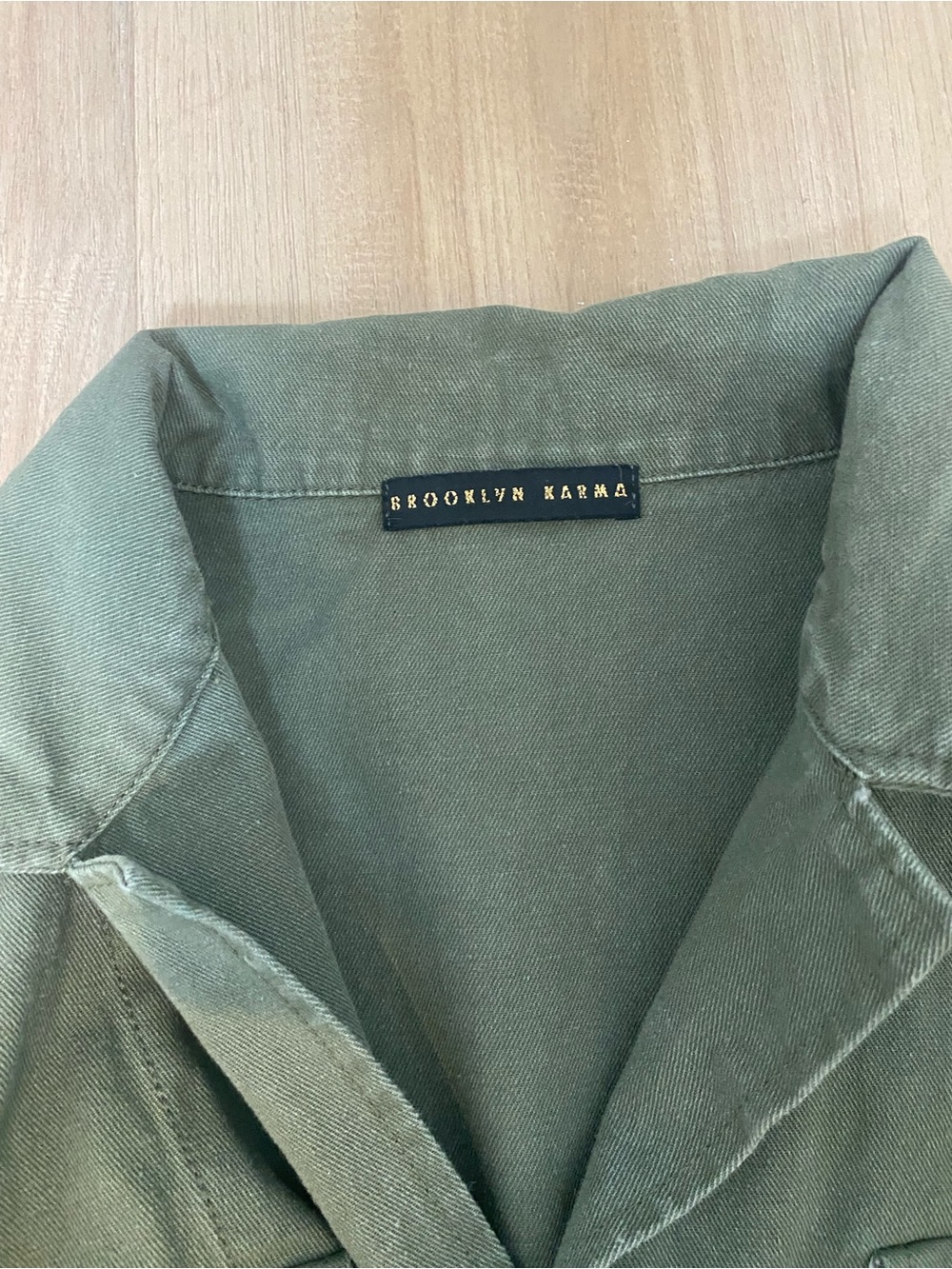 Brooklyn Karma Women Green Shacket Utility Jacket Geometric Grommets Pockets S - Picture 10 of 14
